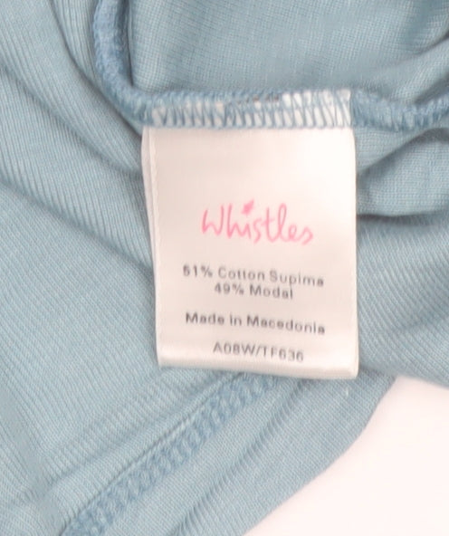 Whistles Women Blue V-Neck 3/4 Sleeve Basic Jersey Top Size 12
