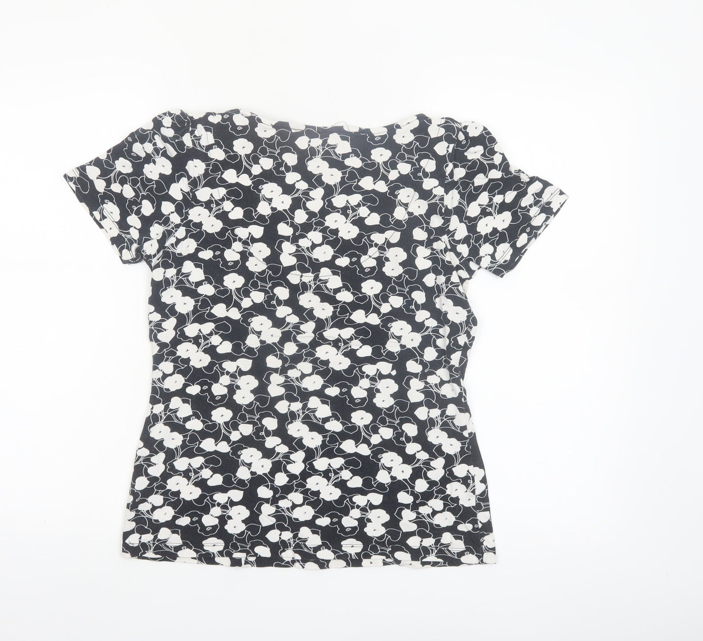 Next Women’s Black Floral Stretch Scoop Neck T-Shirt Size 10