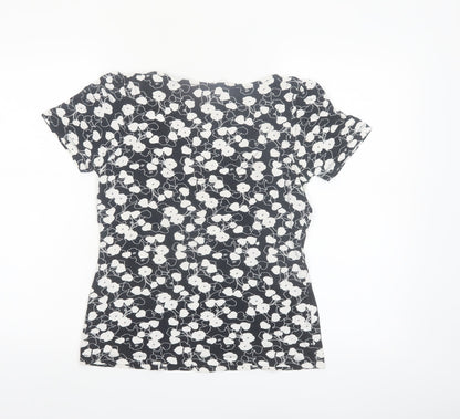 Next Women’s Black Floral Stretch Scoop Neck T-Shirt Size 10