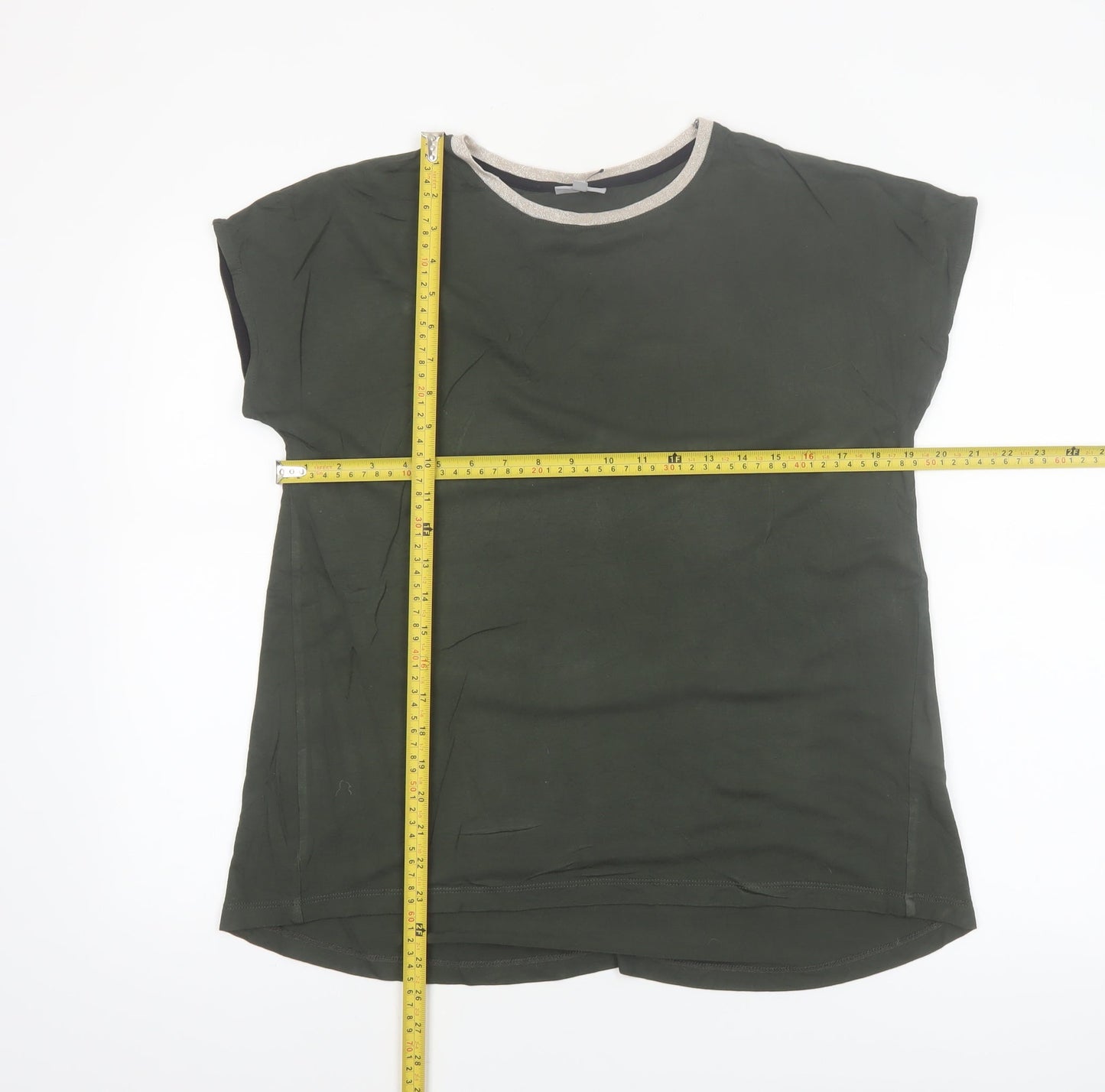 Oliver Bonas Women's Green Size 10 Short Sleeve Basic T-Shirt