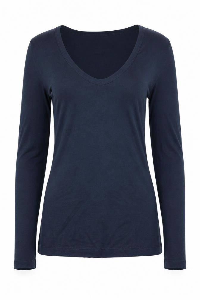 Gap Women's Blue Long Sleeve Scoop Neck Basic T-Shirt Size L