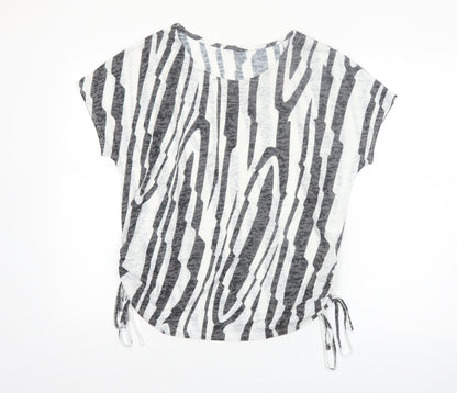 Roman Women’s Black Animal Print Short Sleeve Jersey Top Size 16