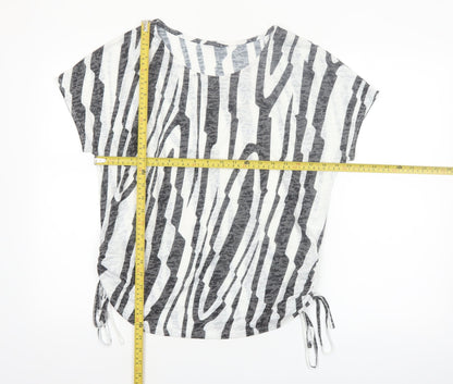 Roman Women’s Black Animal Print Short Sleeve Jersey Top Size 16