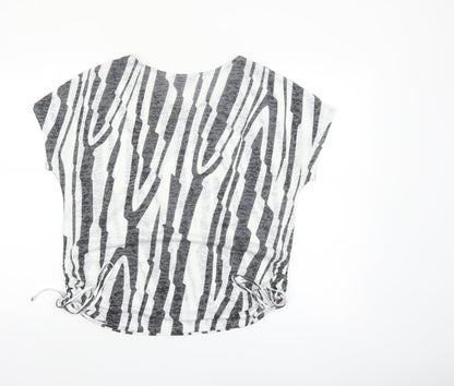 Roman Women’s Black Animal Print Short Sleeve Jersey Top Size 16