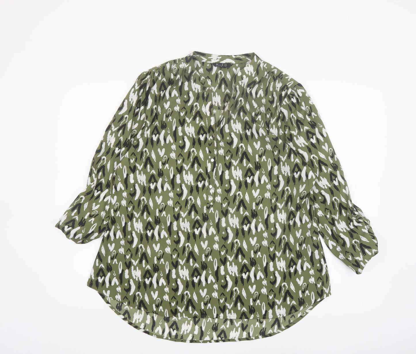 Miso Essentials Women's Green Animal Print Tunic Blouse Size 20