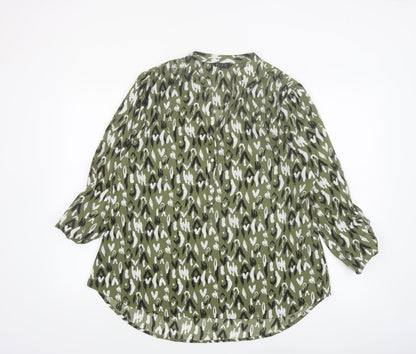 Miso Essentials Women's Green Animal Print Tunic Blouse Size 20