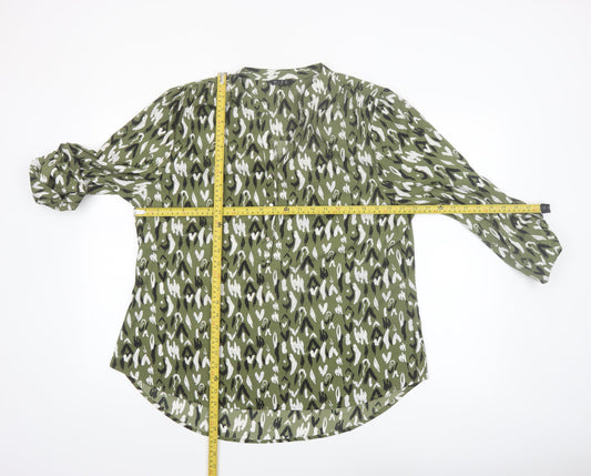 Miso Essentials Women's Green Animal Print Tunic Blouse Size 20