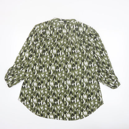 Miso Essentials Women's Green Animal Print Tunic Blouse Size 20