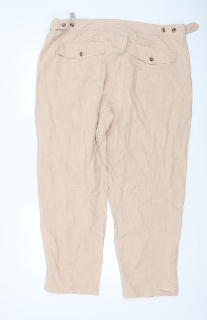 Marks and Spencer Women’s Beige Linen Blend Chino Trousers Size 20