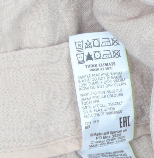 Marks and Spencer Women’s Beige Linen Blend Chino Trousers Size 20