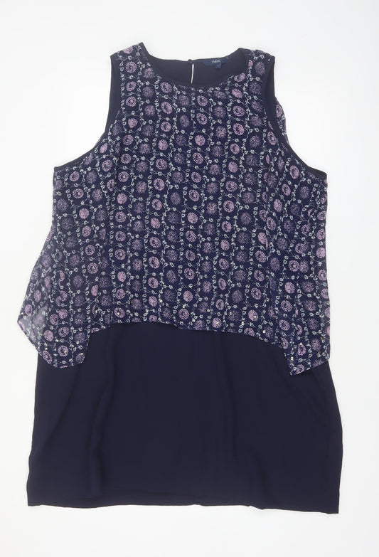 Next Women Blue Floral Sleeveless Shift Dress Size 22
