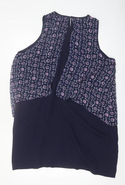 Next Women Blue Floral Sleeveless Shift Dress Size 22