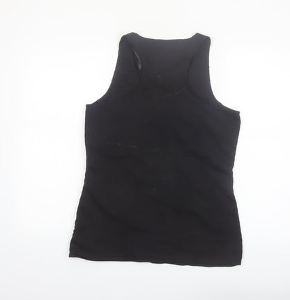 Reiss Women's Black Silk Blend Sleeveless V-Neck Tank Top UK 10