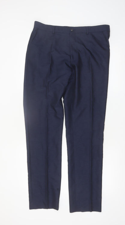 Taylor & Wright Men's Blue 34L Dress Pants Formal Trousers