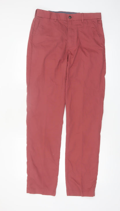 Marks and Spencer Blue Harbour Men's Red Chino Trousers 30x33 Regular Fit