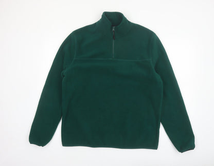 ASOS DESIGN Men's Green Fleece 1/4 Zip Pullover Sweatshirt L