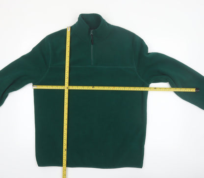 ASOS DESIGN Men's Green Fleece 1/4 Zip Pullover Sweatshirt L