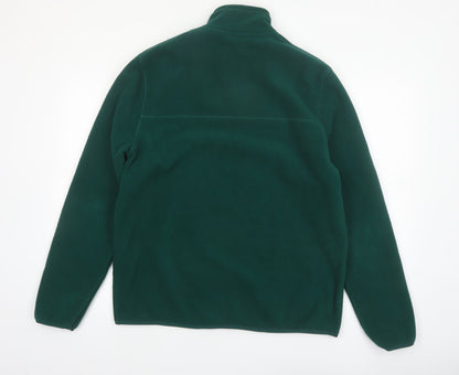 ASOS DESIGN Men's Green Fleece 1/4 Zip Pullover Sweatshirt L