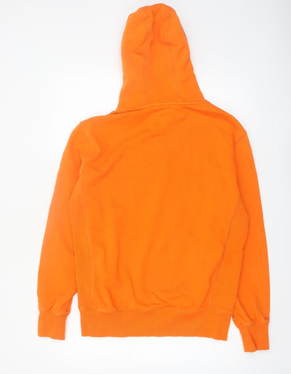 Superdry Men's Orange Pullover Hoodie Medium Graphic Logo Cotton