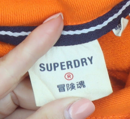Superdry Men's Orange Pullover Hoodie Medium Graphic Logo Cotton