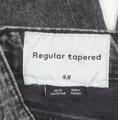 H&M Men's Grey Regular Tapered Denim Jeans 30W 32L