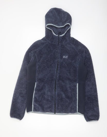 Jack Wolfskin Women's Navy Hooded Full Zip Fleece Hoodie Size 14/16