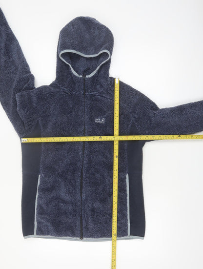 Jack Wolfskin Women's Navy Hooded Full Zip Fleece Hoodie Size 14/16
