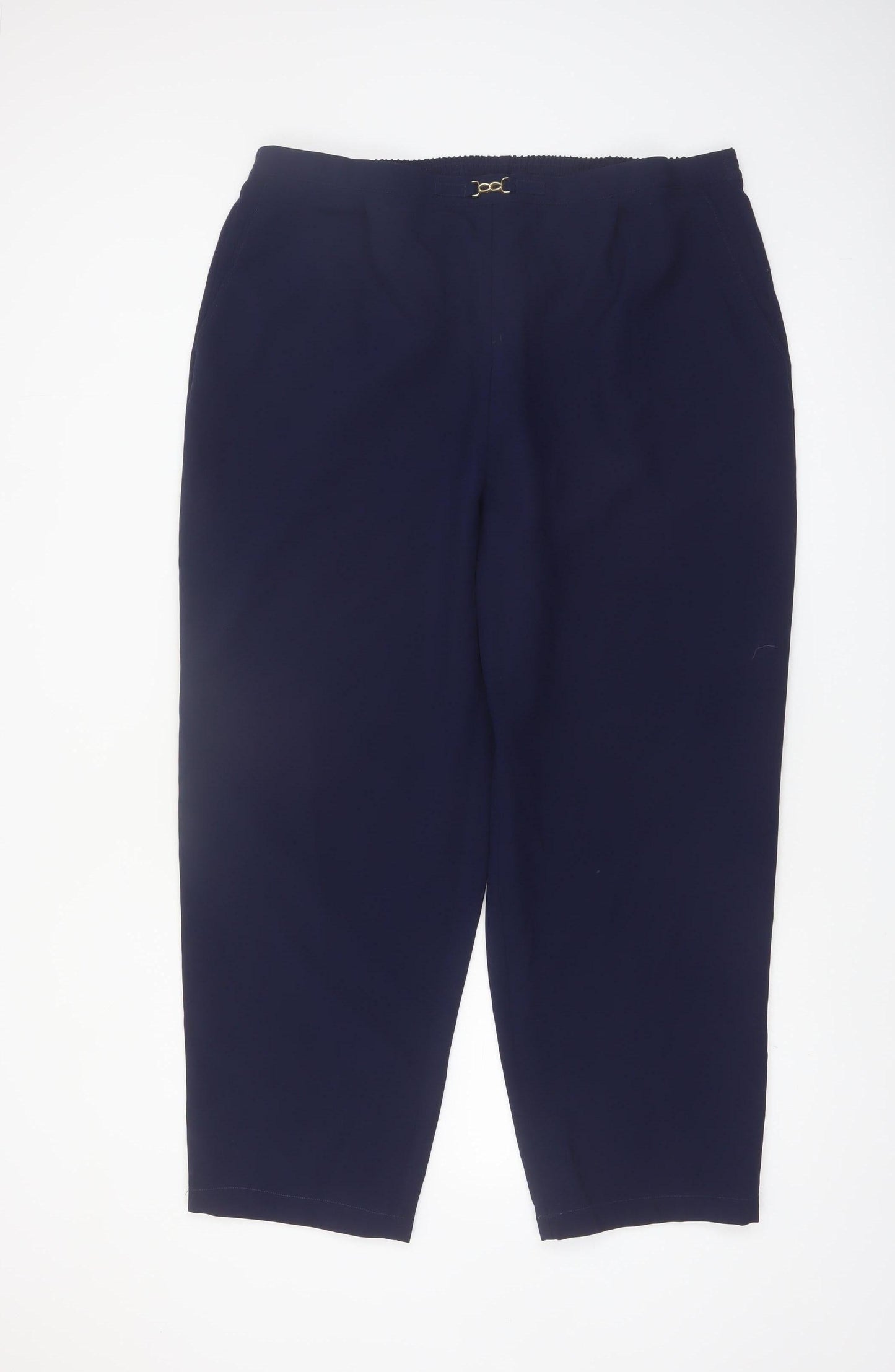 Sara Neal Women's Plus Navy Blue Cropped Stretch Trousers Size 22-24
