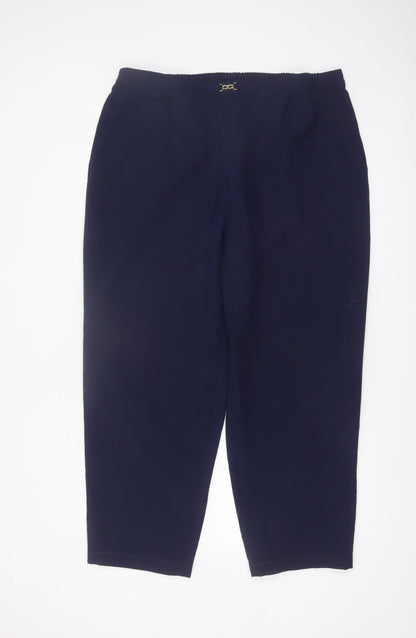 Sara Neal Women's Plus Navy Blue Cropped Stretch Trousers Size 22-24