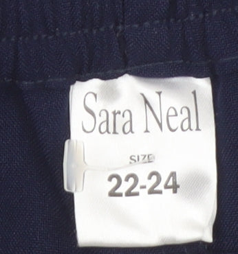 Sara Neal Women's Plus Navy Blue Cropped Stretch Trousers Size 22-24