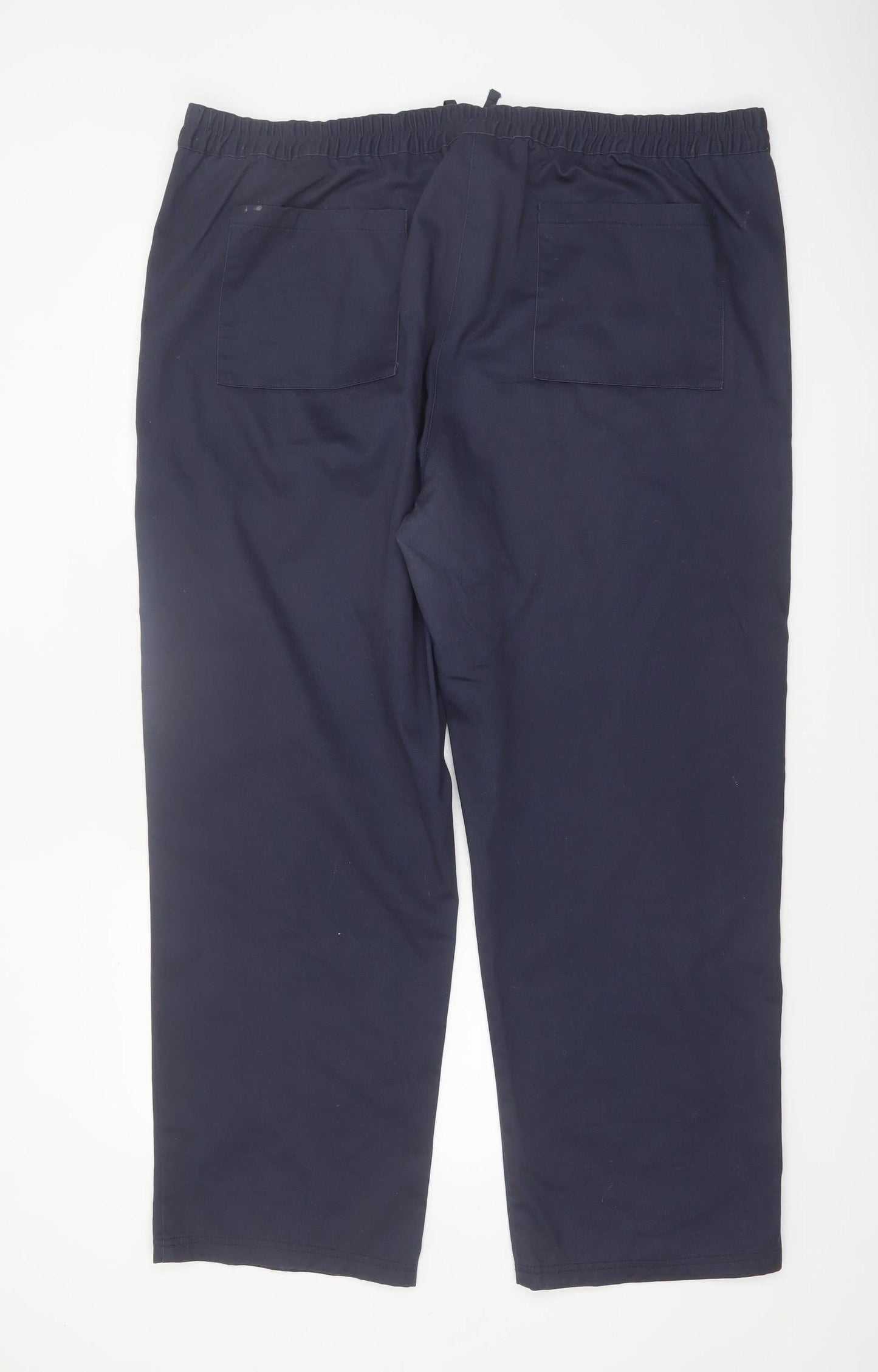 Cotton Traders Women Navy Blue Size 22 Drawstring Cotton Trousers
