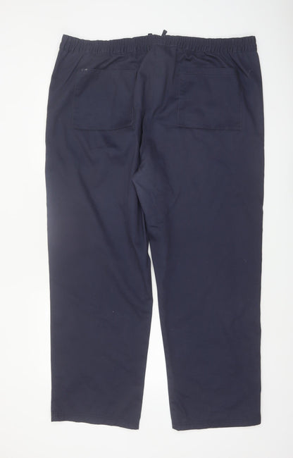 Cotton Traders Women Navy Blue Size 22 Drawstring Cotton Trousers