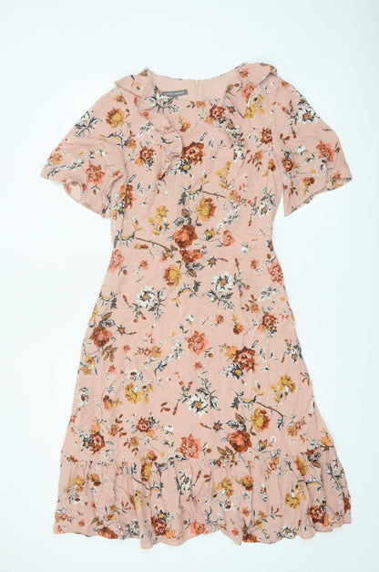 Laura Ashley Women's Pink Floral Fit & Flare Knee Length Dress UK 8