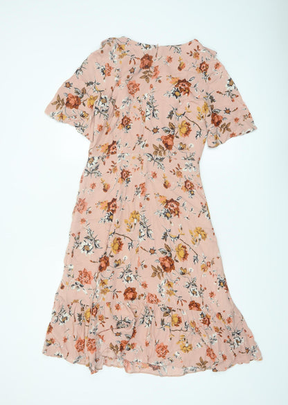 Laura Ashley Women's Pink Floral Fit & Flare Knee Length Dress UK 8
