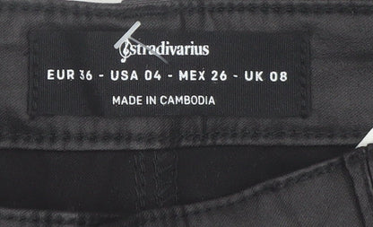 Stradivarius Women Black Slim Fit Skinny Trousers UK 8