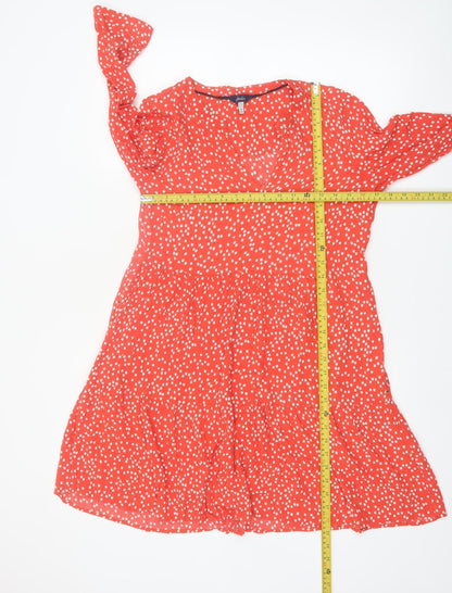 Joules Women Red Polka Dot Viscose A-Line Dress Size 10