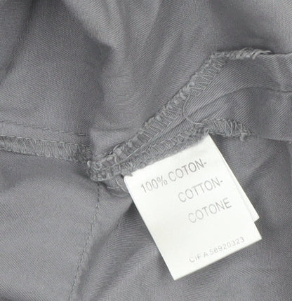 Autre Ton Womens Grey Cotton Utility Jacket Size 8 Belted Zip Up
