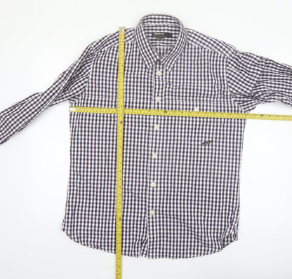 Barbour Men's Blue Check Long Sleeve Button-Up Cotton Shirt L