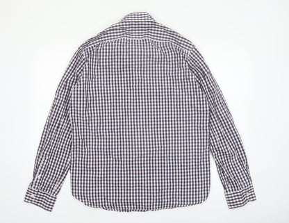 Barbour Men's Blue Check Long Sleeve Button-Up Cotton Shirt L