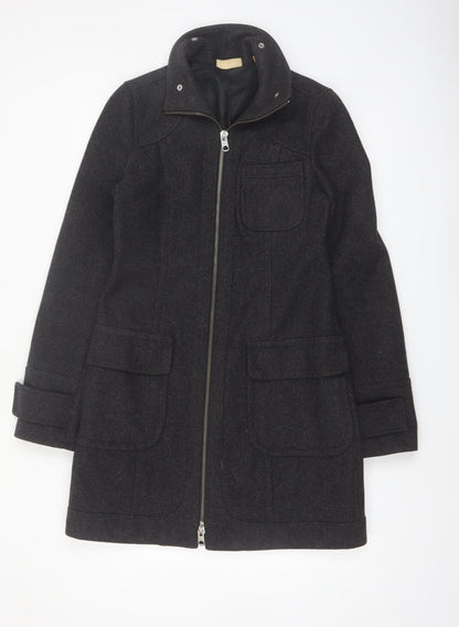DKNY Jeans Women's Black Wool Mid-Length Zip Coat Size M