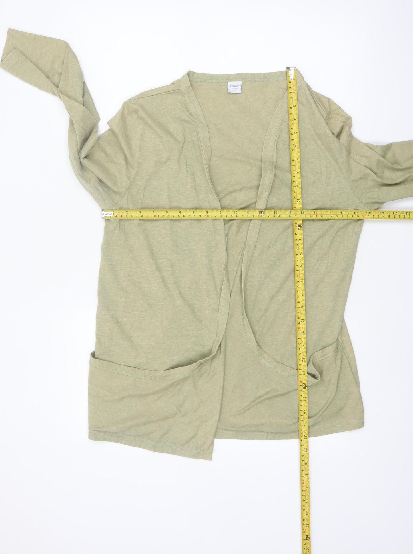 Cotton Traders Women's Beige Jersey Open Front Coatigan Size 18