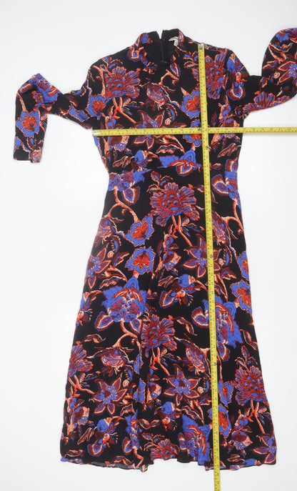 Whistles Women's Multicoloured Floral Midi A-Line Dress Size 10