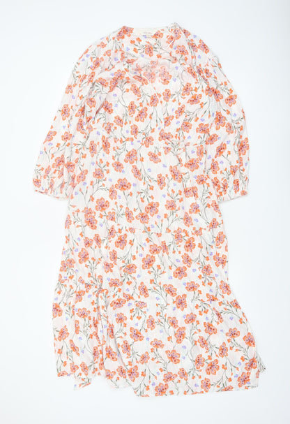 Marks and Spencer Per Una Women's Multicoloured Floral Midi A-Line Dress Size 6