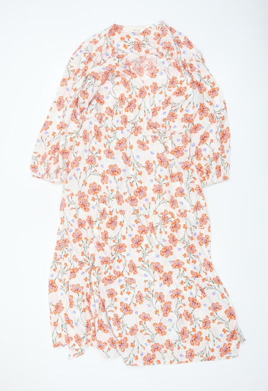 Marks and Spencer Per Una Women's Multicoloured Floral Midi A-Line Dress Size 6