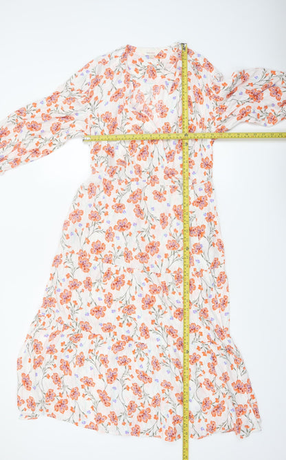Marks and Spencer Per Una Women's Multicoloured Floral Midi A-Line Dress Size 6