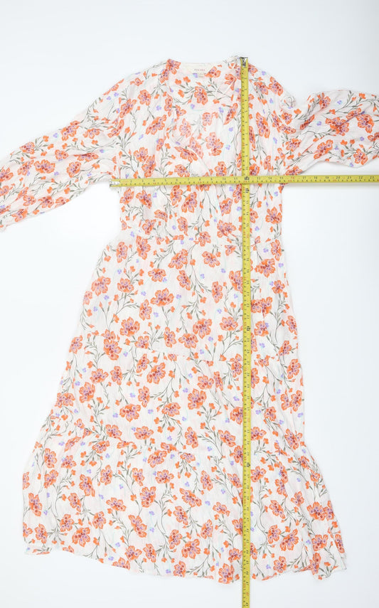 Marks and Spencer Per Una Women's Multicoloured Floral Midi A-Line Dress Size 6