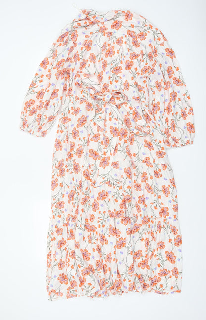 Marks and Spencer Per Una Women's Multicoloured Floral Midi A-Line Dress Size 6