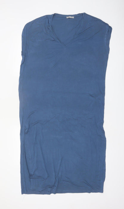 Zara Women Blue V-Neck Sleeveless Stretch T-Shirt Dress Size 12