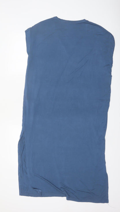Zara Women Blue V-Neck Sleeveless Stretch T-Shirt Dress Size 12