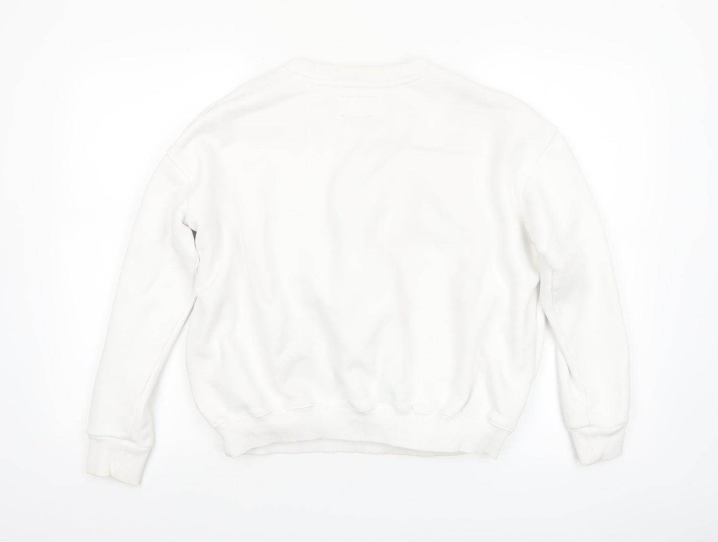 Tommy Jeans Women White XS Pullover Sweatshirt Cotton Crew Neck